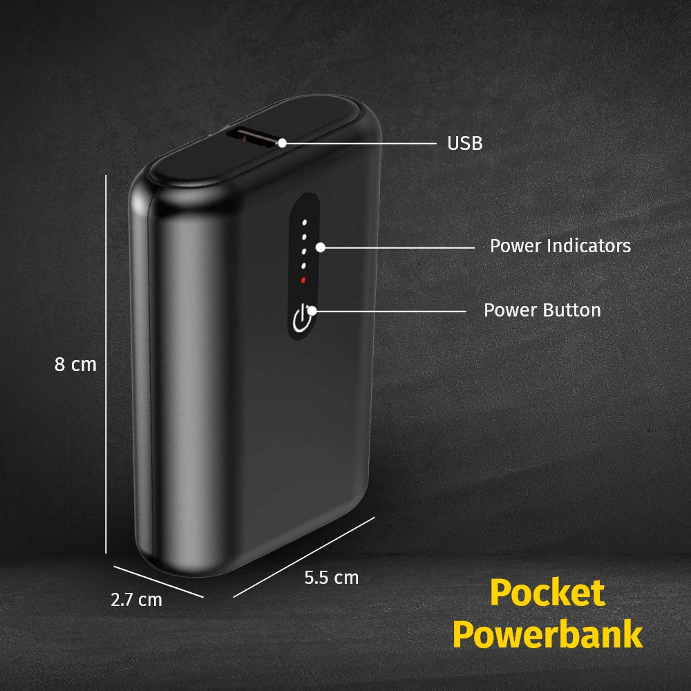 Digimate Pocket Size Power Bank 10000mAh|Type-C Input (2-Way Port) 22.5W Fast Charging, Fast Charging Power Bank (Black) - (DGMGO5-009)