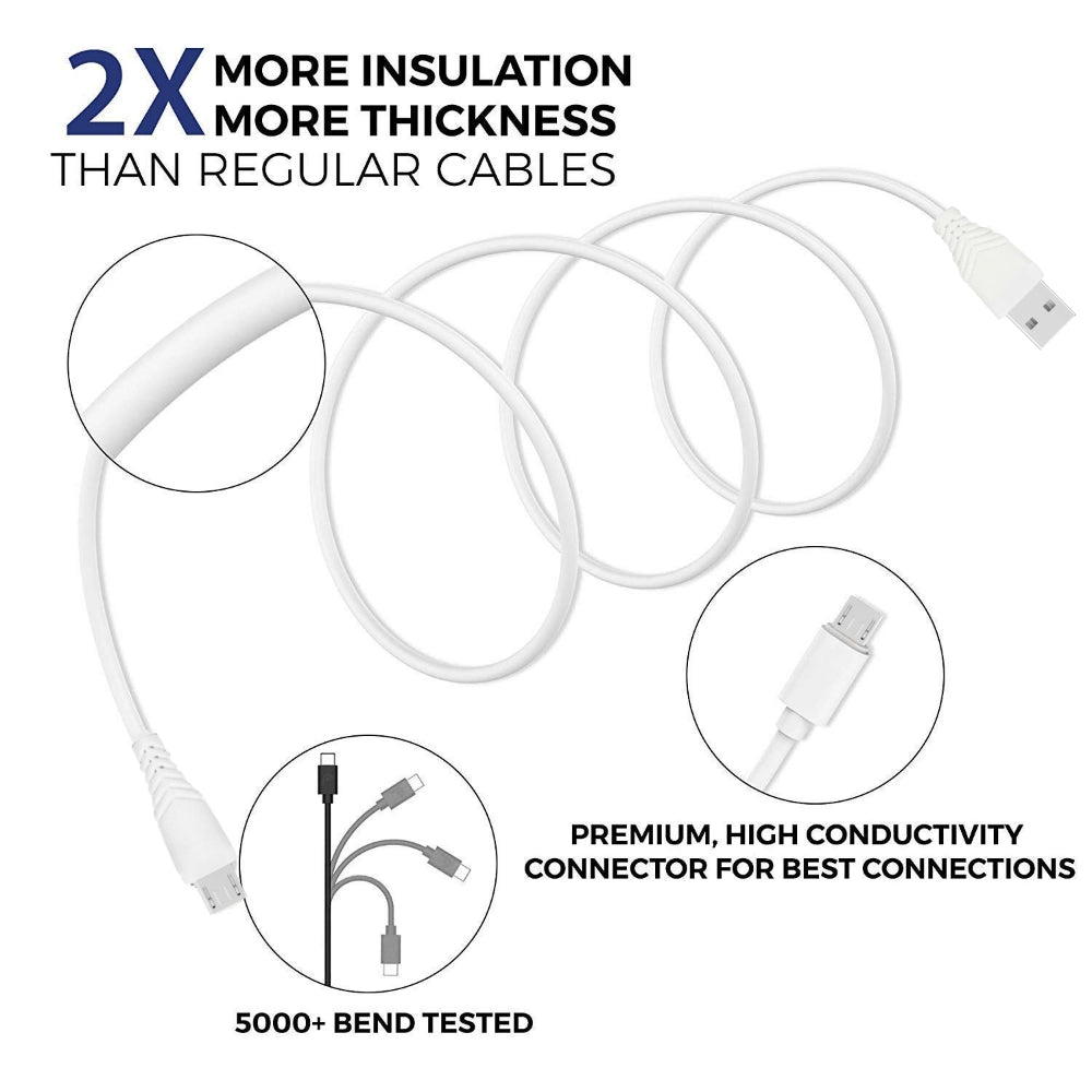 DIGIMATE Micro USB Cable With 5 AMP Output For Charging & Data Transfer (DG-TCC-1001, White)