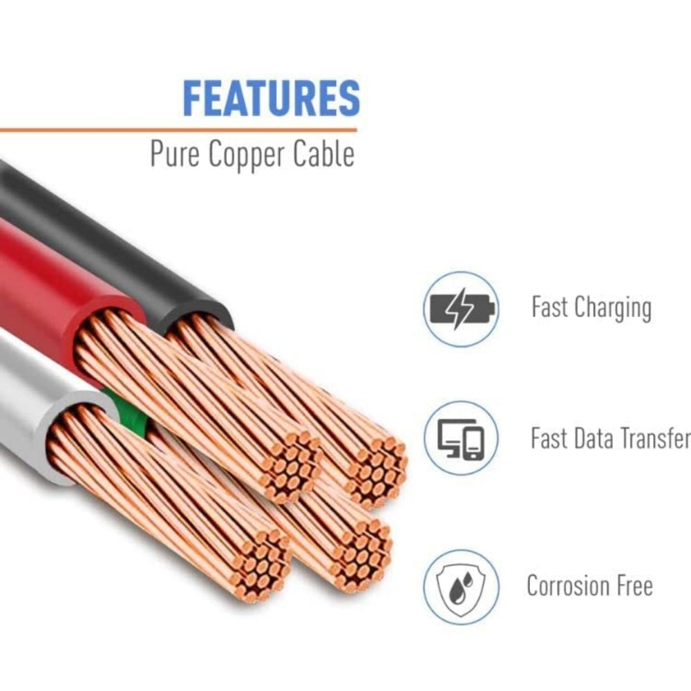 DIGIMATE Micro USB Cable With 5 AMP Output For Charging & Data Transfer (DG-TCC-1001, White)