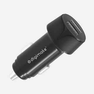 Digimate Car Charger With Dual Output 18W Fast Charging Adaptor for iPhone & Android Smartphones and Tablets (Black)
