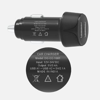 Digimate Car Charger With Dual Output 18W Fast Charging Adaptor for iPhone & Android Smartphones and Tablets (Black)