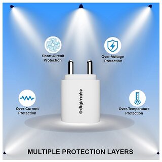 Digimate 25W Type- C to C Charger with 3Amp Cable Compatible with Samsung (Charger & Cable, White)