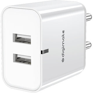 Digimate Quick Dual Port Charge 15W Wall Charger With Type C Cable (White-DG-ADP-1002)
