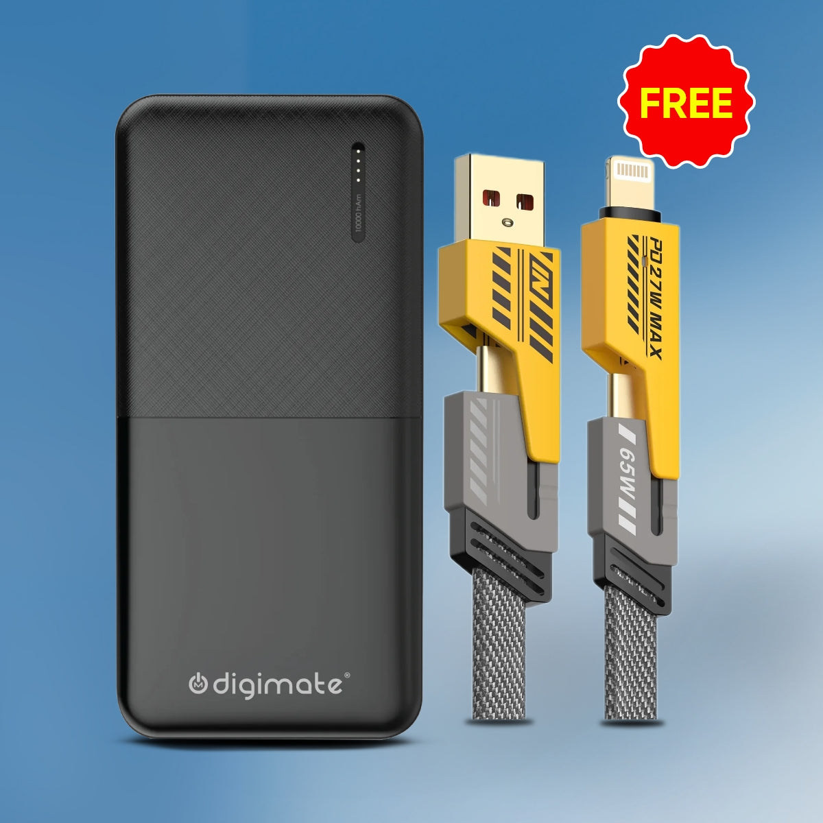 Combo Offer 20000mAh 10W Dual USB Power Bank With 4 in 1 Braided 1 Meter Cable