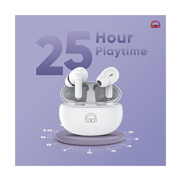 EKKO Earbeats T05 TWS: 25 Hrs Playtime, ENC Call Noise Cancellation, Twin Connect, 10MM Driver, Massive Bass, Water Resistance, Siri & Google Assistant (White)