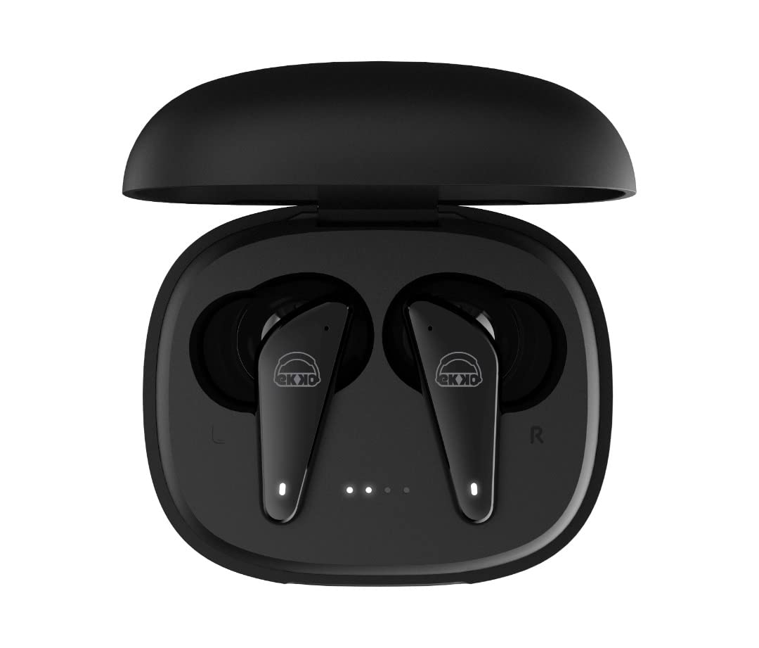 EKKO Earbeats T09: Mic, ENC Call Noise Cancellation, 40H Playtime, 10MM Driver, Twin Connect, Maxx Bass, Water Resistance (Black)