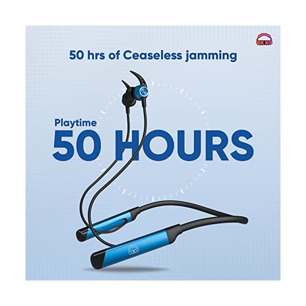 EKKO Unplug N04 Neckband: Premium ENC, 40ms Latency, Max Bass, Twin Connect, Siri & Google Assistant (Blue)