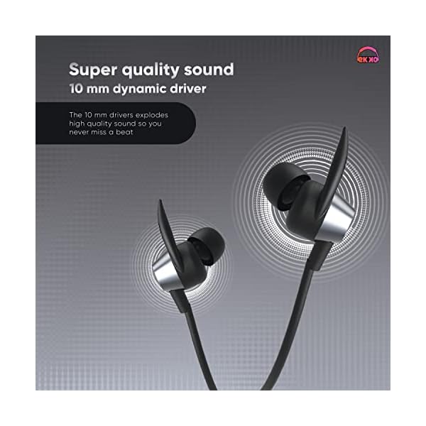 EKKO Unplug N04 Neckband: Premium ENC, 40ms Latency, Max Bass, Twin Connect, Siri & Google Assistant (Black)