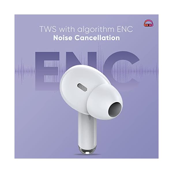 EKKO Earbeats T05 TWS: 25 Hrs Playtime, ENC Call Noise Cancellation, Twin Connect, 10MM Driver, Massive Bass, Water Resistance, Siri & Google Assistant (White)