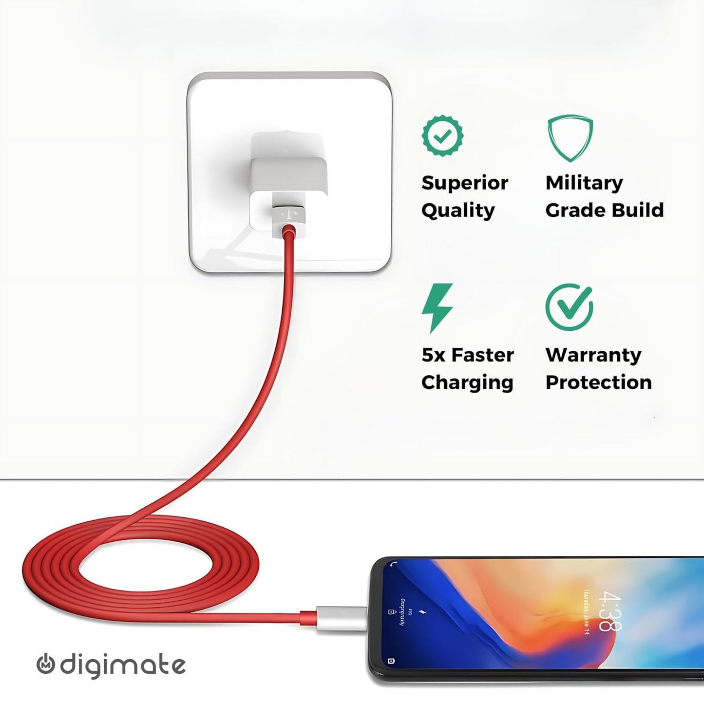 Digimate 65W Fast Charging Adaptor with USB to Type C Cable | Compatible with OnePlus, Samsung, Realme, Redmi, Nothing, |C Type Charger (DG-ADP-1005 )