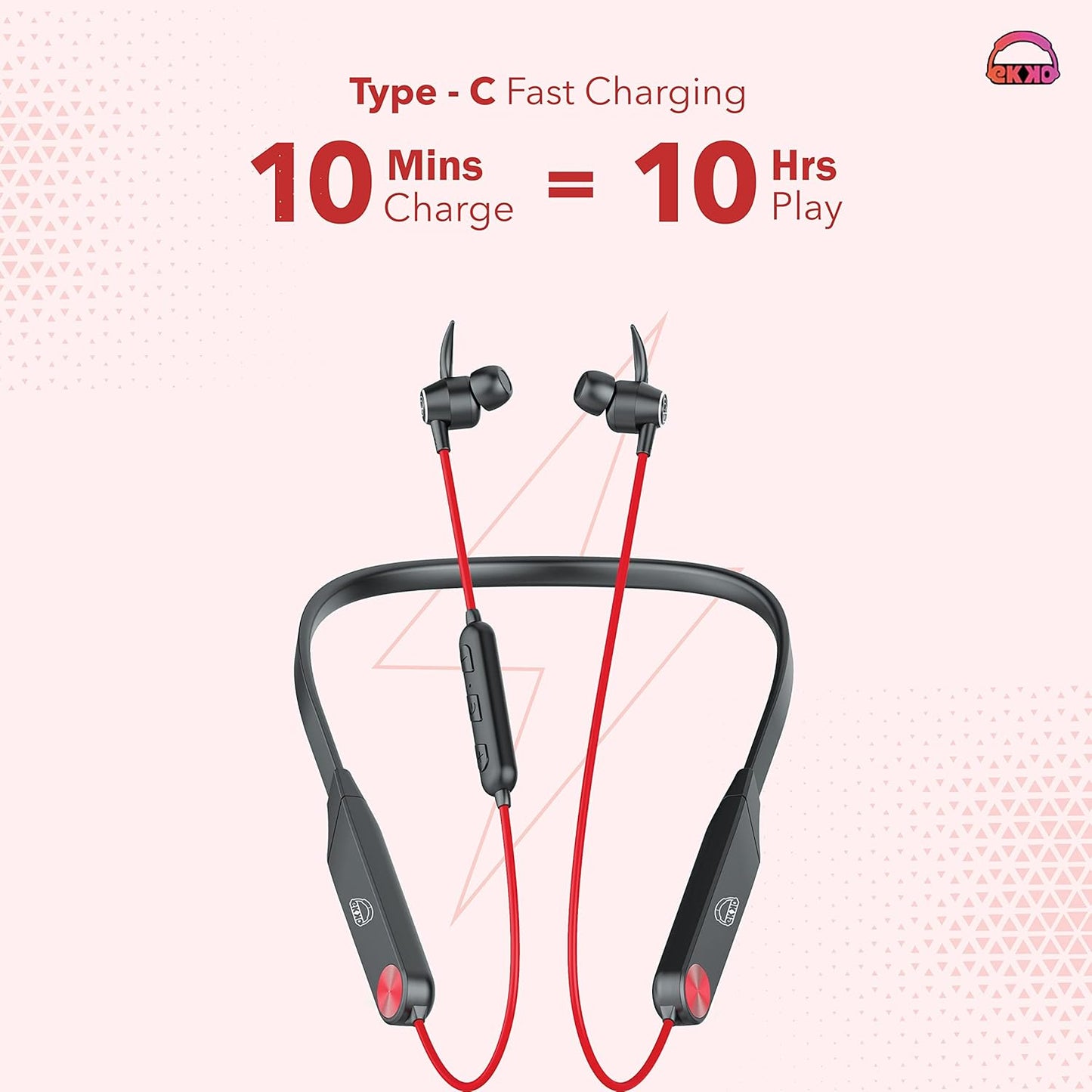 EKKO अनप्लग N06: सुप्रीम ENC, 40ms लेटेंसी, 150-घंटे प्लेबैक, अधिकतम BASS, गेमिंग बूस्ट, टाइप-सी, सिरी और गूगल असिस्टेंट (लाल)