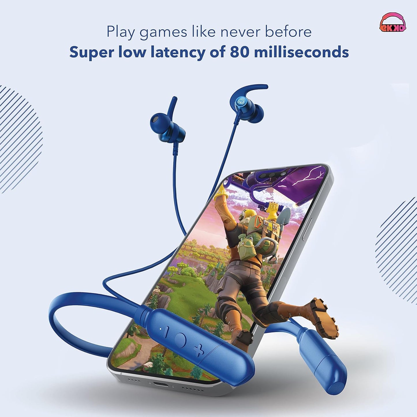 EKKO Unplug N05 Neckband, 50 Hours Playback Time 10 mm Driver Size, Bluetooth V5.2, Quick Charging, IPX4 Protection, SIRI & Google Assistant