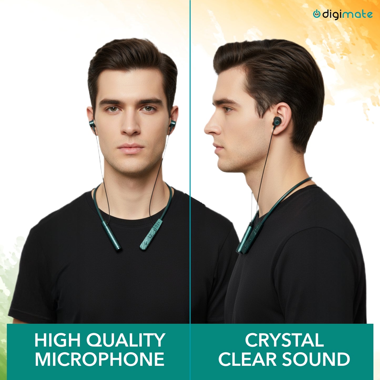 Digimate Aazadi 30Hours Play Time Neckband, 5.0 Bluetooth Voice Assistant Immersive 3D Sound with MIC (DG-NB-1005, Green)