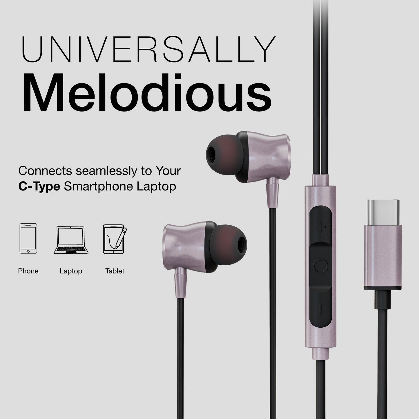 Digimate Drumbeat Hands-Free C-Type Earphones with Built-in Mic, Bass Boosted, Tangle-Free Cable & Call Control (DG-HF-1003)