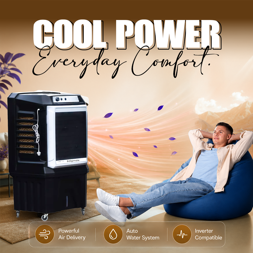Elephant 160L Industrial Air Cooler with Powerful Air Delivery & Honeycomb Pads (DG-ELEPHANT-THUNDER160L)