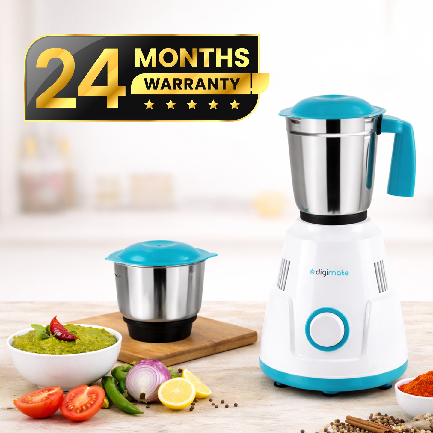 Special Combo: Buy Digimate Sakhi 500W Mixer Grinder With 2 Jars & Get Digimate Digimate Sargam 5.0 Bluetooth Wireless Earbuds FREE