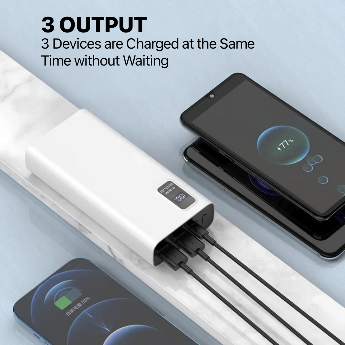 Digimate 22.5W Fast Charging Power Bank with Digital Display | USB-C & Dual USB-A Output | Type-C & Micro USB Input | Multi-Device Charging