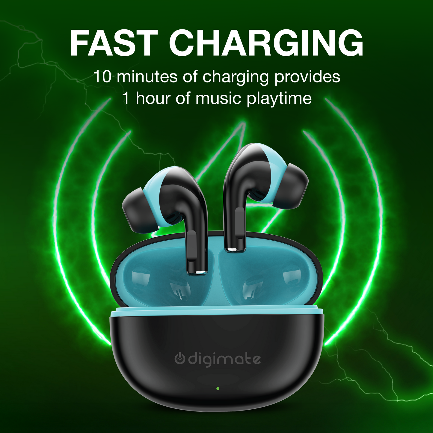 Digimate Sargam 120H Playtime 5.0 Bluetooth Wireless Earbuds with Fast Charging, HD Dual Mic (DG-EB-Sargam-03-Black)