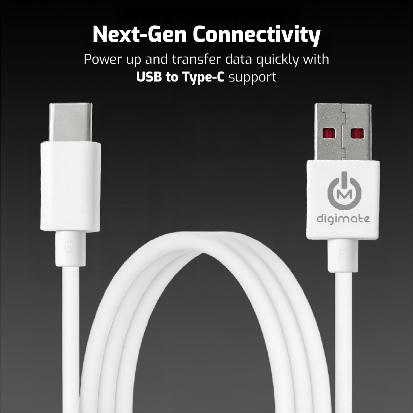 Digimate USB to Type-C Data Cable, Super Fast Charging, 45W Support, 480 Mbps Speed, TPE Material