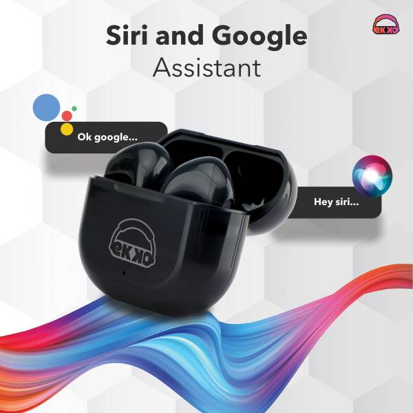 EKKO Earbeats T02: 10H Playtime, Siri & Google Assistant, Type C, 10MM Drivers, Mass Bass, Bluetooth 5.0, Ultimate Comfort (Black)