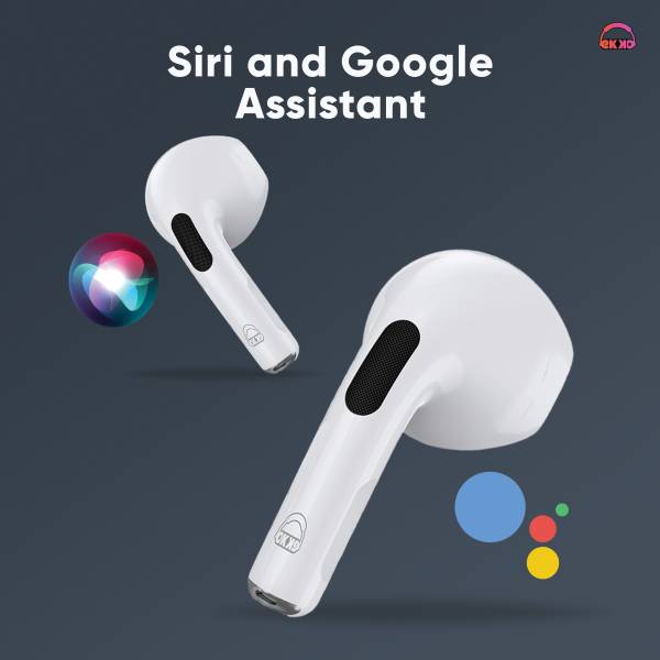 EKKO EARBEATS T03 TWS: 20-Hour Playback, Rich Sound, Twin Connect, Type C Charging, Siri & Google Assistant (White)