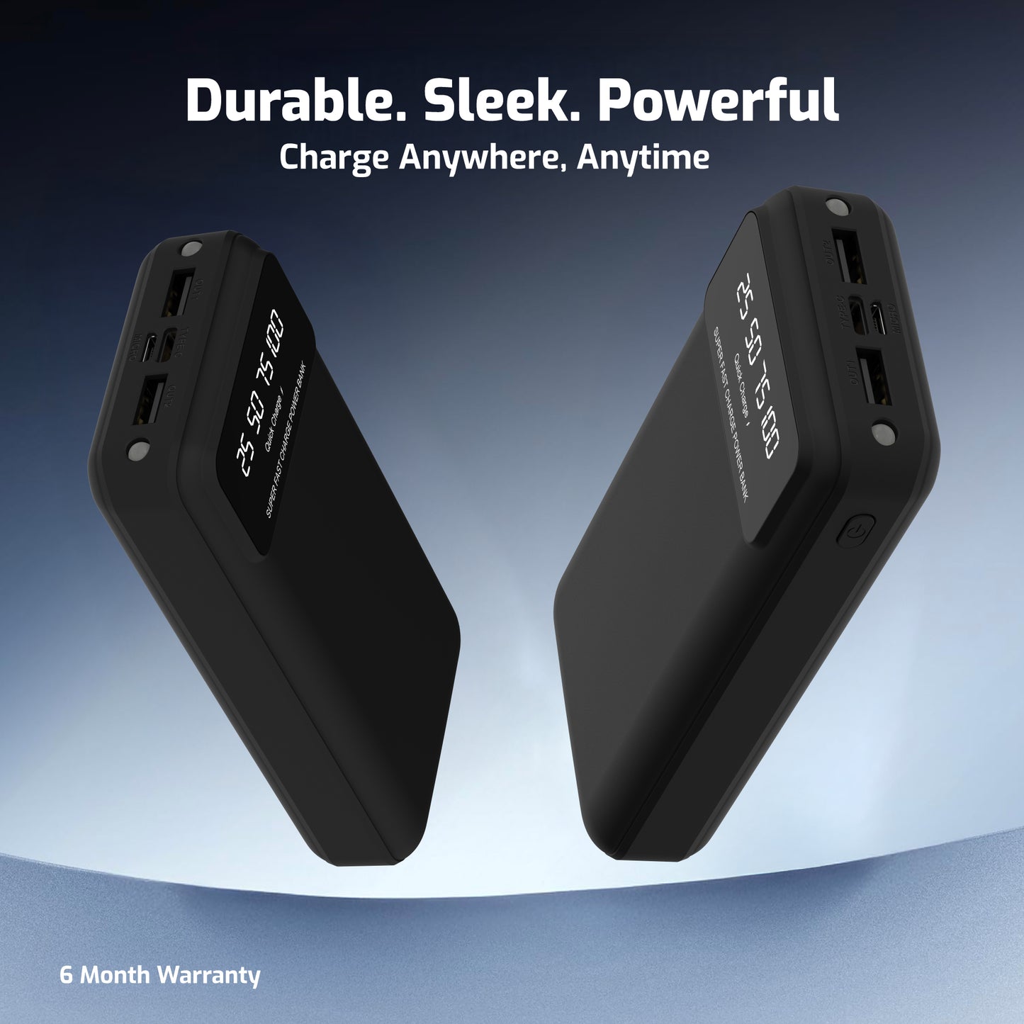 Digimate 20000mAh Power Bank | LED Display Dual Input Type-C Output | 22.5W Fast Charging (Black, DG-PB-2003)