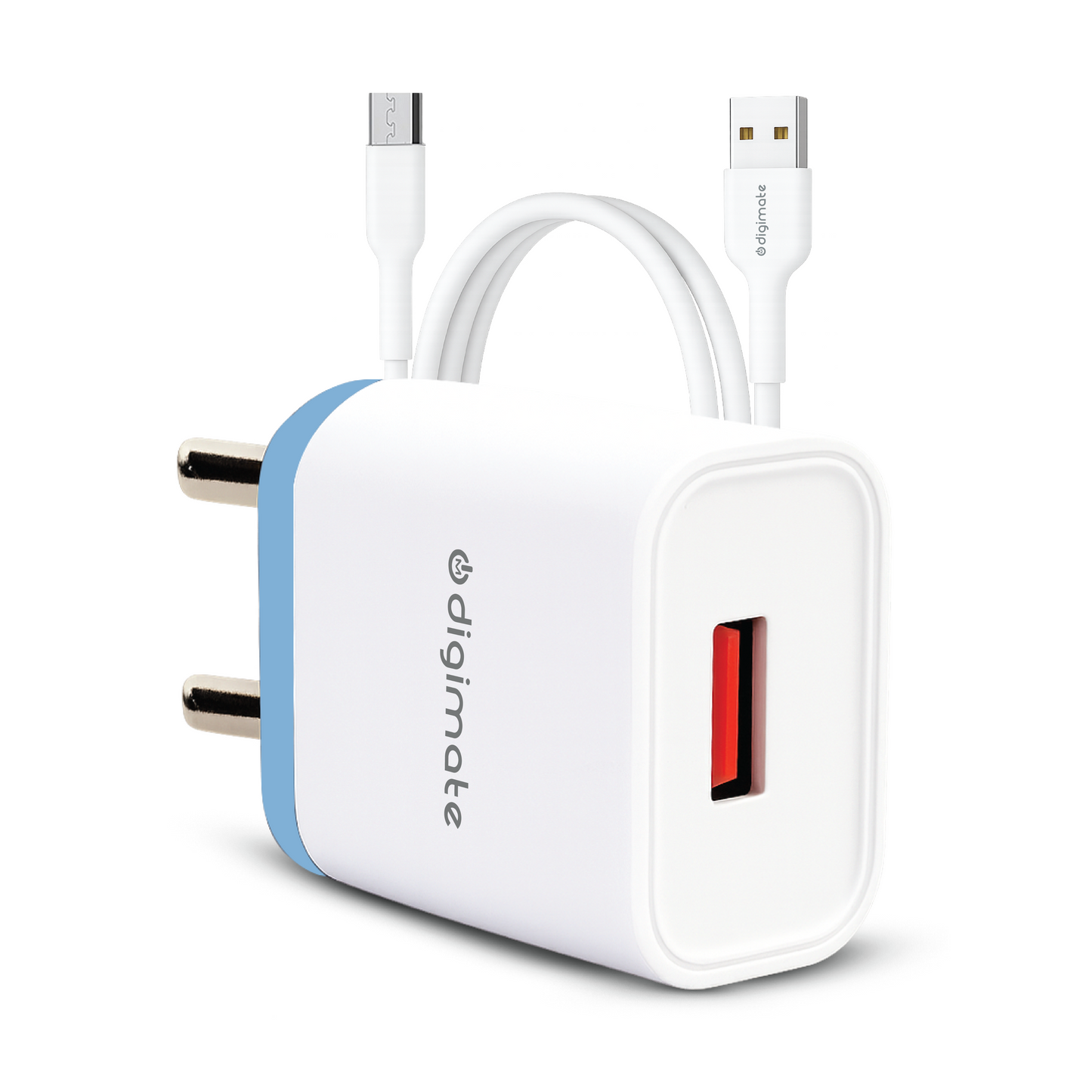 Digimate 12W Fast Charging Single Port Adaptor with 1 Meter Micro USB Cable (DG-SPC-V-C-1002, White)