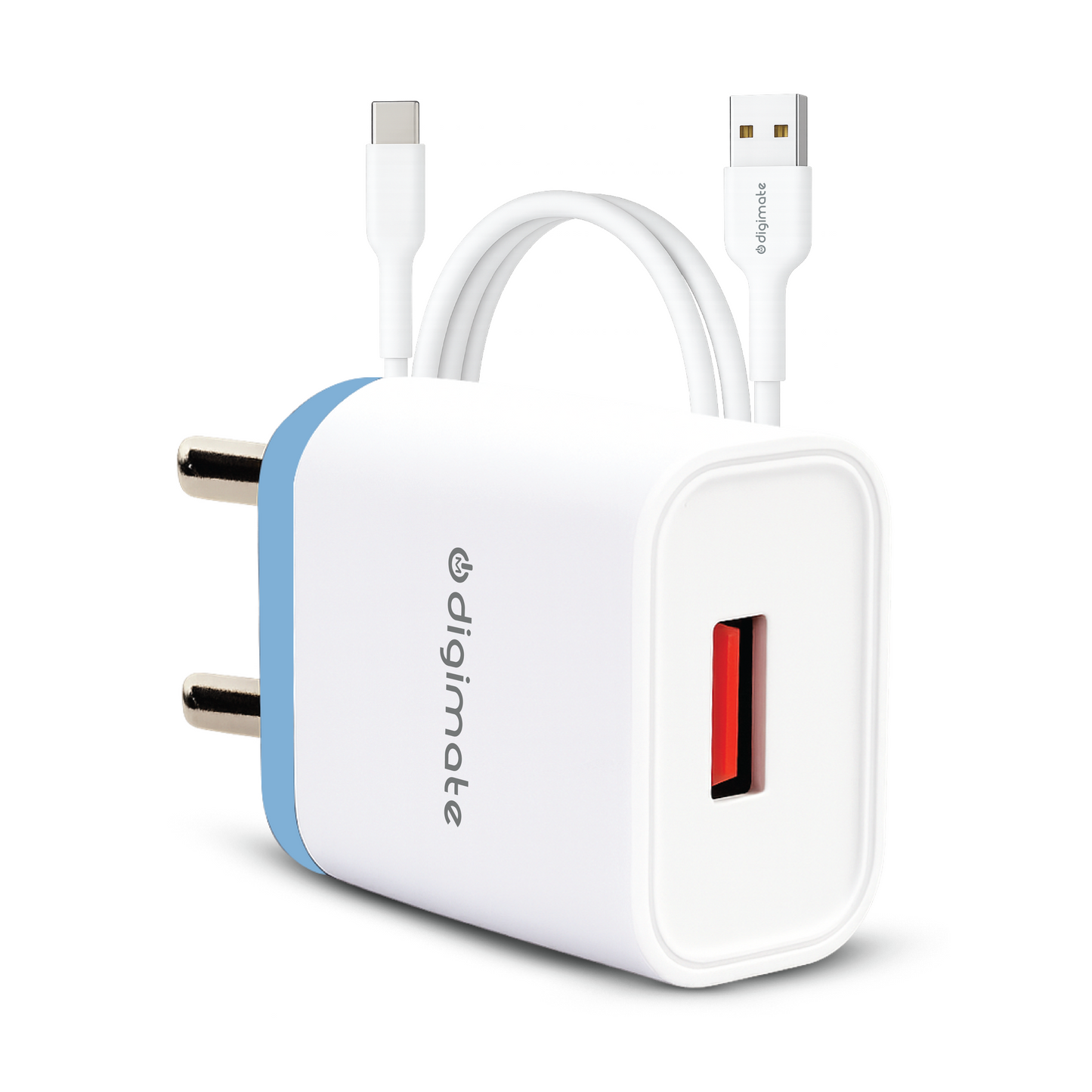 Digimate 12W Fast Charging Single Port Adaptor with 1 Meter Type C USB Cable (DG-SPC-V-C-1002, White)