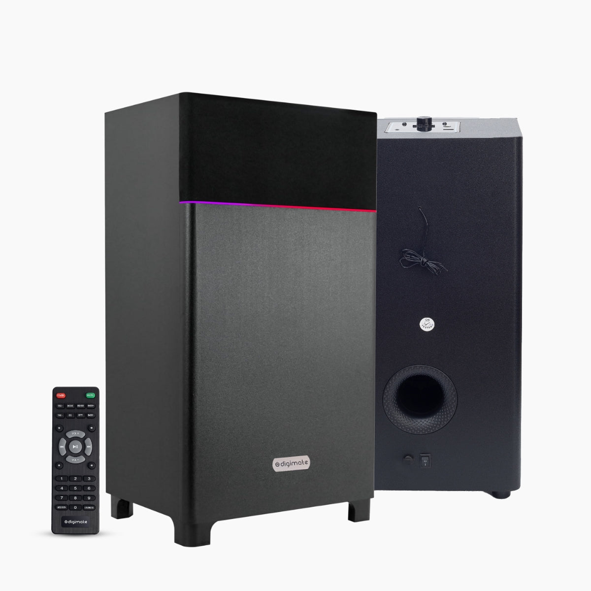 Digimate DG-BB01 Boombox 80 Watt Powerful Tower Speaker 6.5" Woofer High Power Bass, 4.0" Speaker, AUX, USB, LED Lights+Display, BT+ Wired Karaoke Mic Support, Full Remote Control (Platinum Black)