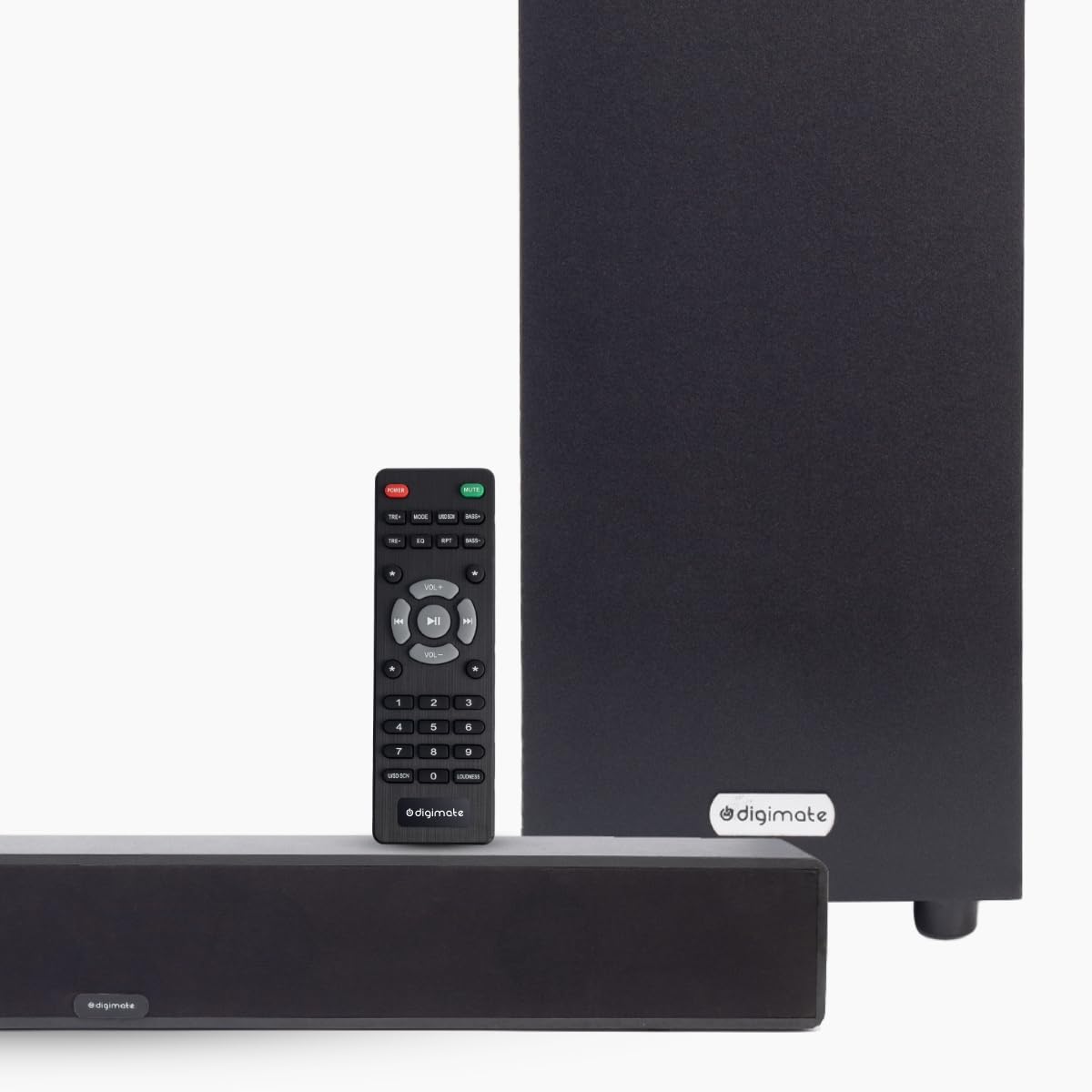 Digimate DG-SB01 100W Bluetooth Soundbar | 2.1 Channel Home Theatre |Deep Bass from 5.25� Subwoofer |BT v5.3, AUX, USB Connectivity | 4 EQ Modes | Sleek Remote & LED Display (Platinum Black)
