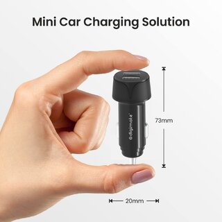 Digimate Car Charger With Dual Output 18W Fast Charging Adaptor for iPhone & Android Smartphones and Tablets (Black)