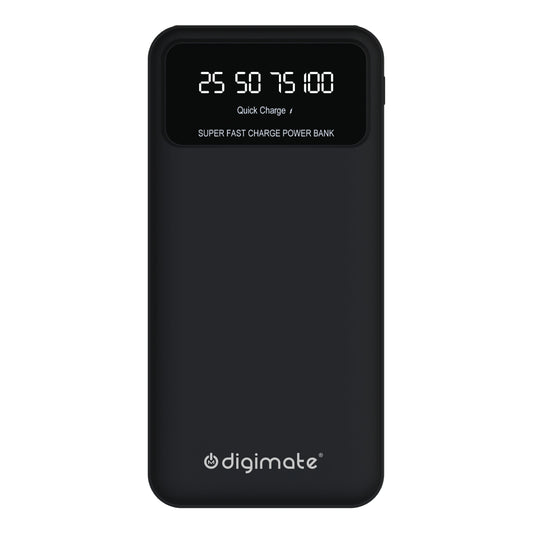 Digimate 10000mAh Power Bank | LED Display Dual Input Type-C Output | 22.5W Fast Charging (Black, DG-PB-1004)