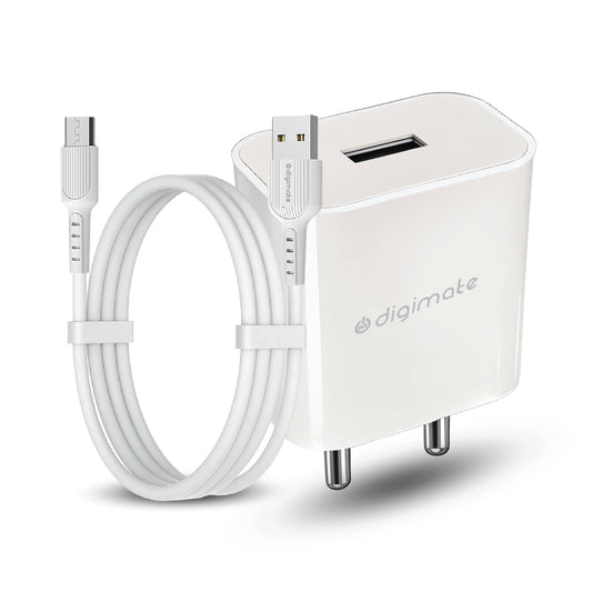 Digimate 15W Single USB Port Charger With Micro USB Cable (DG-ADP-1007, White)