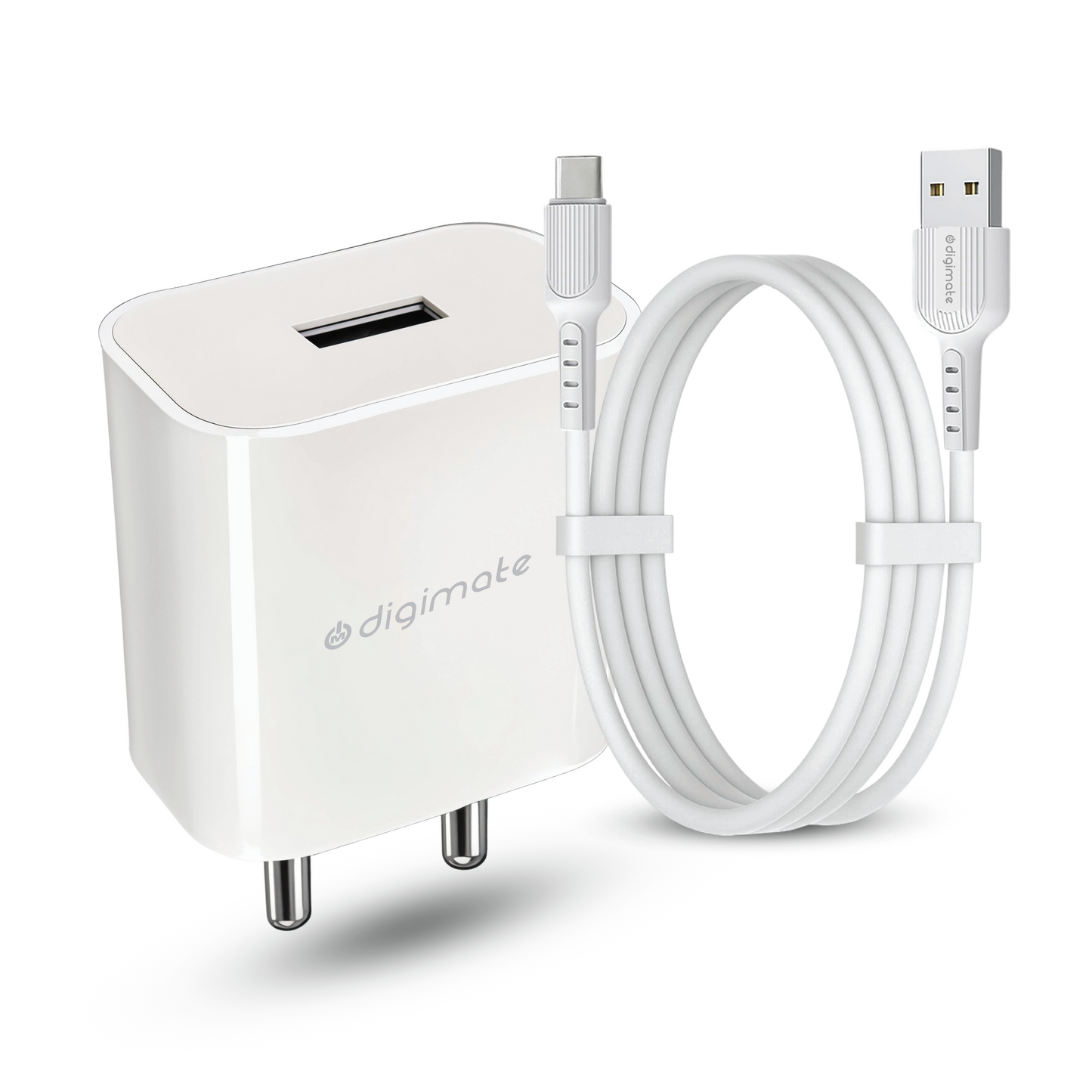 Digimate 15W Single USB Port Charger With Micro USB Cable (DG-ADP-1007, White)