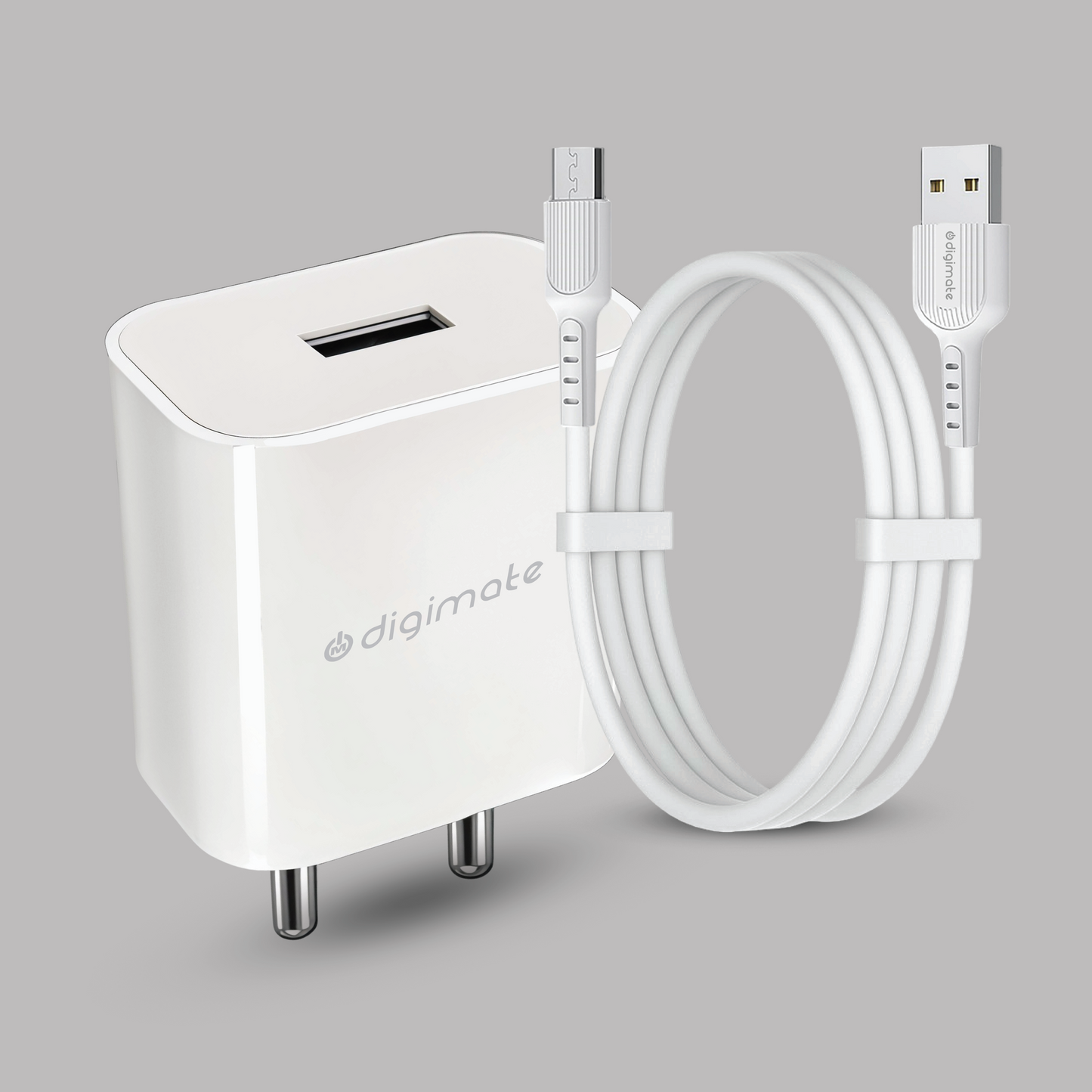 Digimate 15W Single USB Port Charger With Micro USB Cable (DG-ADP-1007, White)