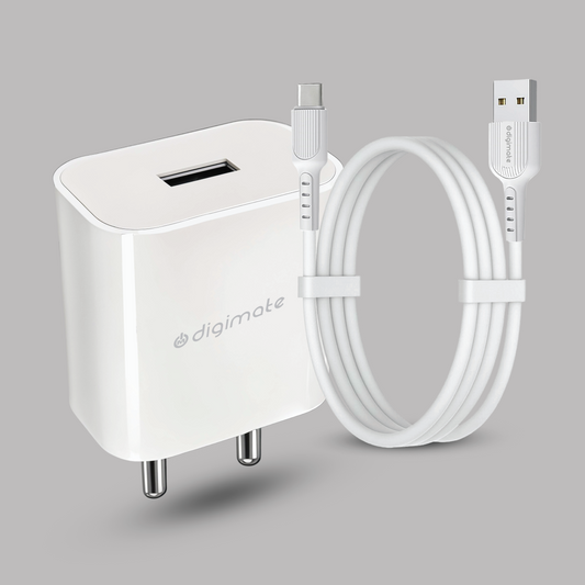 Digimate 15W Single USB Port Charger With Micro USB Cable (DG-ADP-1007, White)