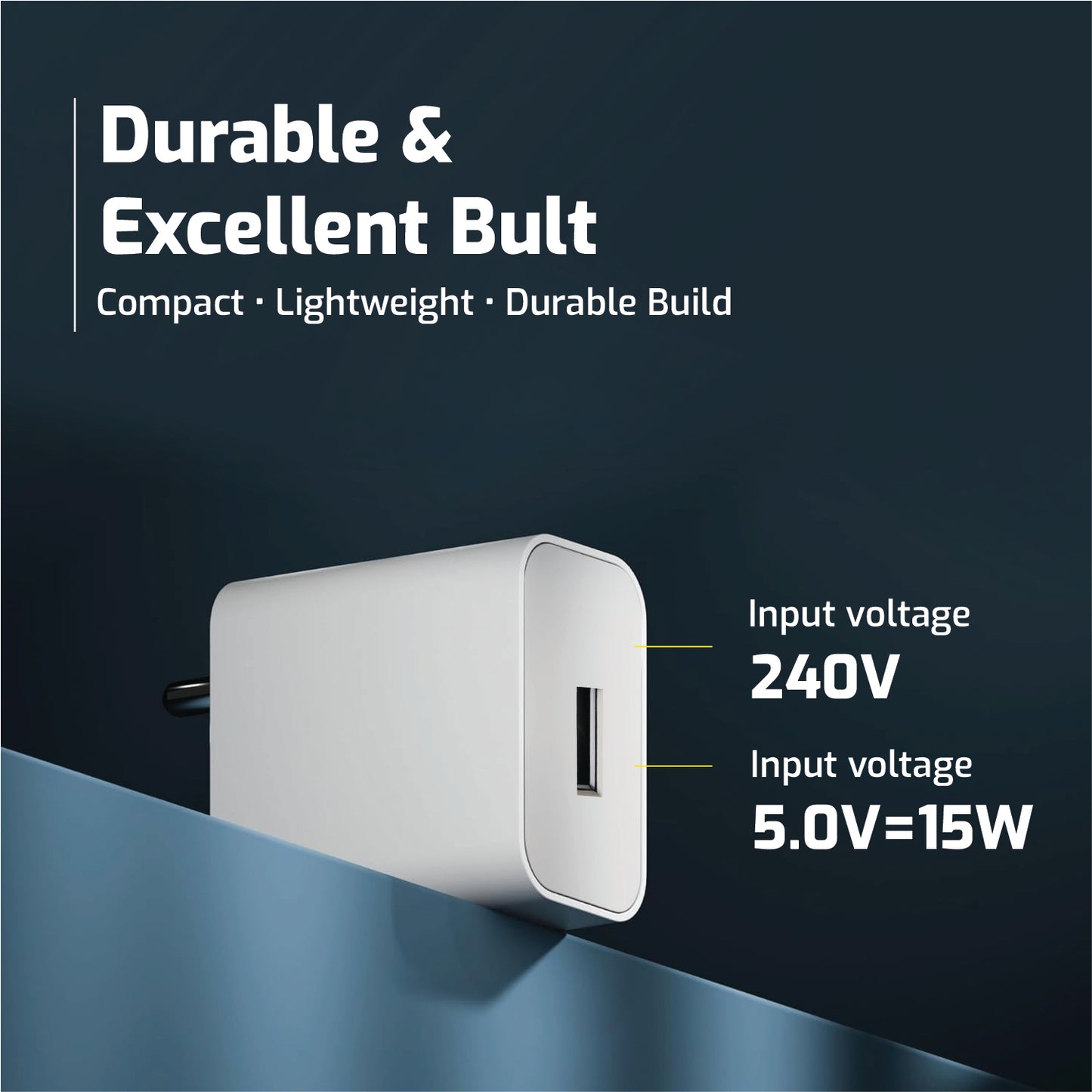 Digimate 15W Single USB Port Charger With Type-C Cable, Fast Charging Universal Compatibility (DG-ADP-1007)