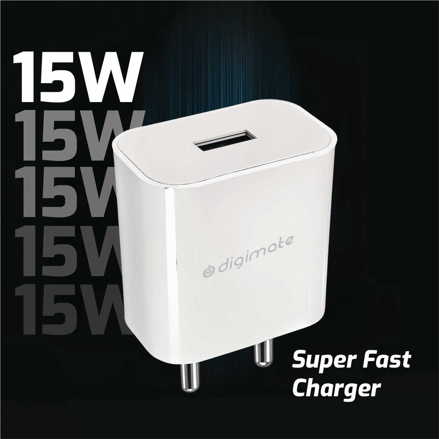 Digimate 15W Single USB Port Charger With Type-C Cable, Fast Charging Universal Compatibility (DG-ADP-1007)