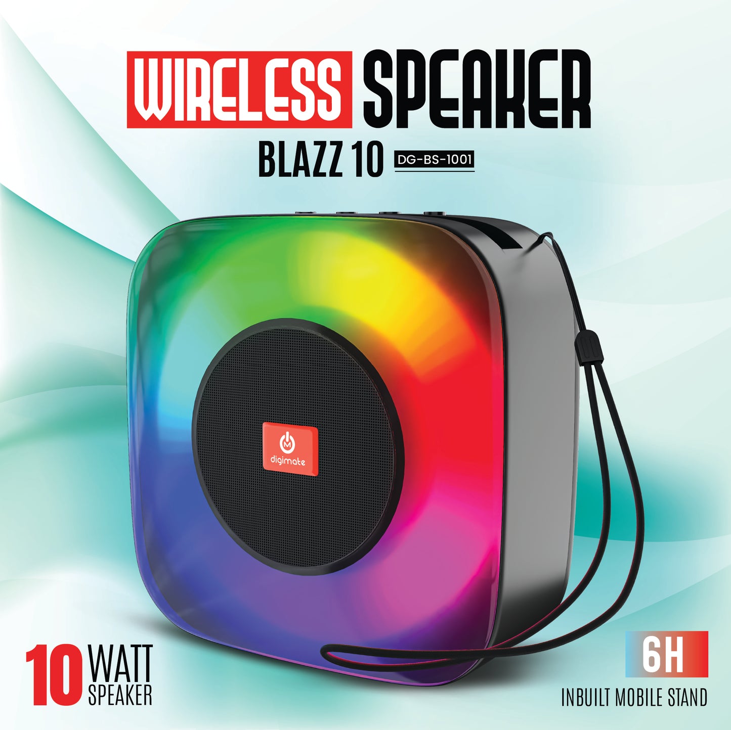 Digimate Blazz 10 Powerful Bass 10W Bluetooth Speaker with Large Driver, Rechargeable (DG-BS-1001, Black)