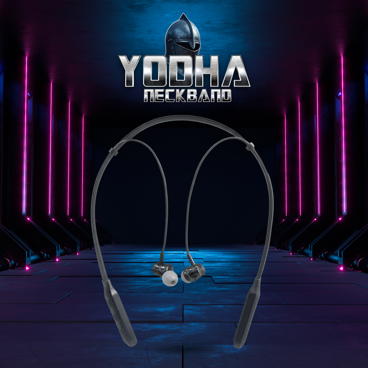 Digimate Yodha Neckband, 24Hrs Playtime, 5.1 Bluetooth Type-C Fast Charging, High-Quality Mic (DG-NB-1009-Black)