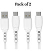Pack of 2 - 3 Amp Micro USB Cable 1m | Unbreakable & Durable | Quick Charge | High-Speed Data Transfer | Compatible with Mobile Devices (White)