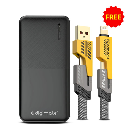 Combo Offer 20000mAh 10W Dual USB Power Bank With 4 in 1 Braided 1 Meter Cable