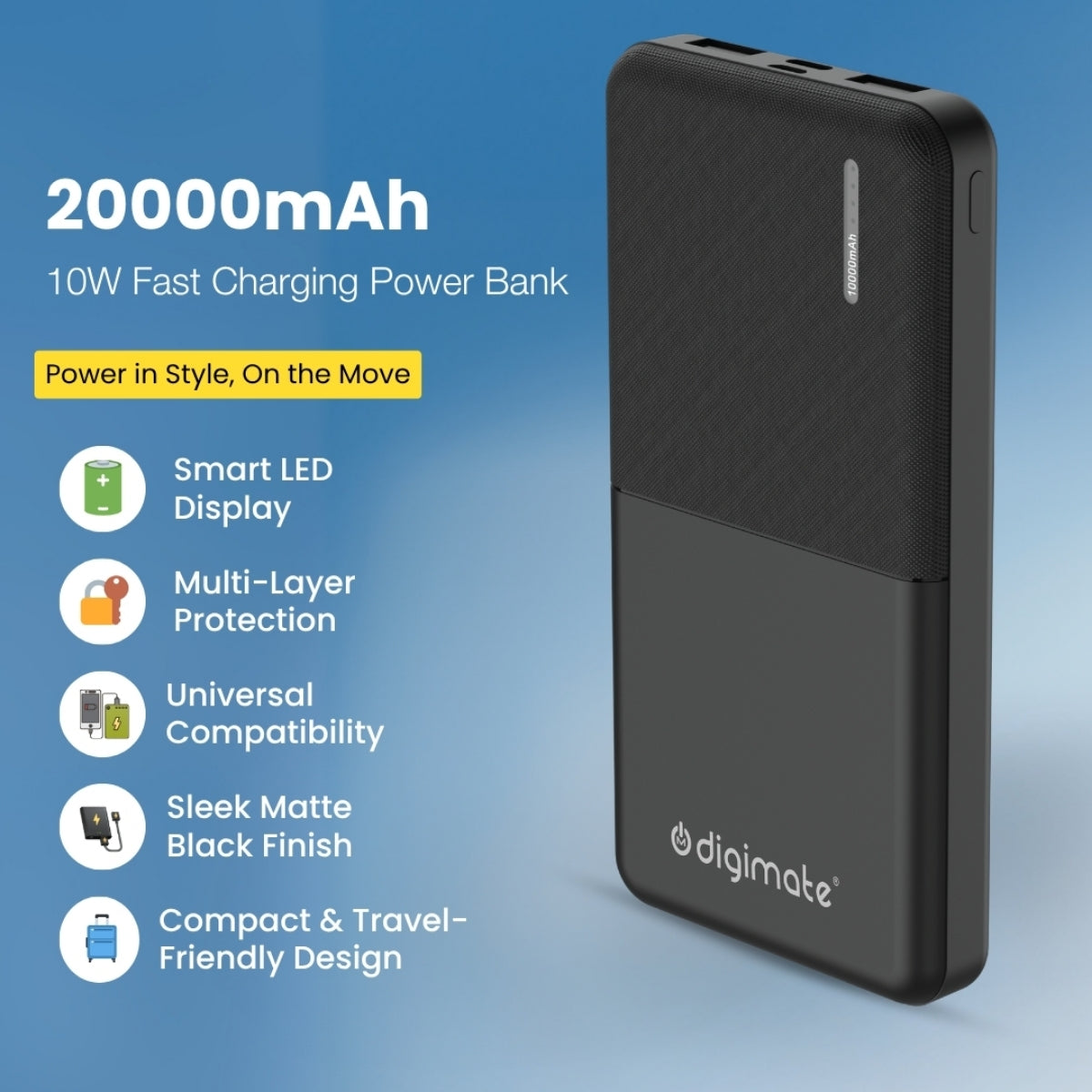 Combo Offer 20000mAh 10W Dual USB Power Bank With 4 in 1 Braided 1 Meter Cable