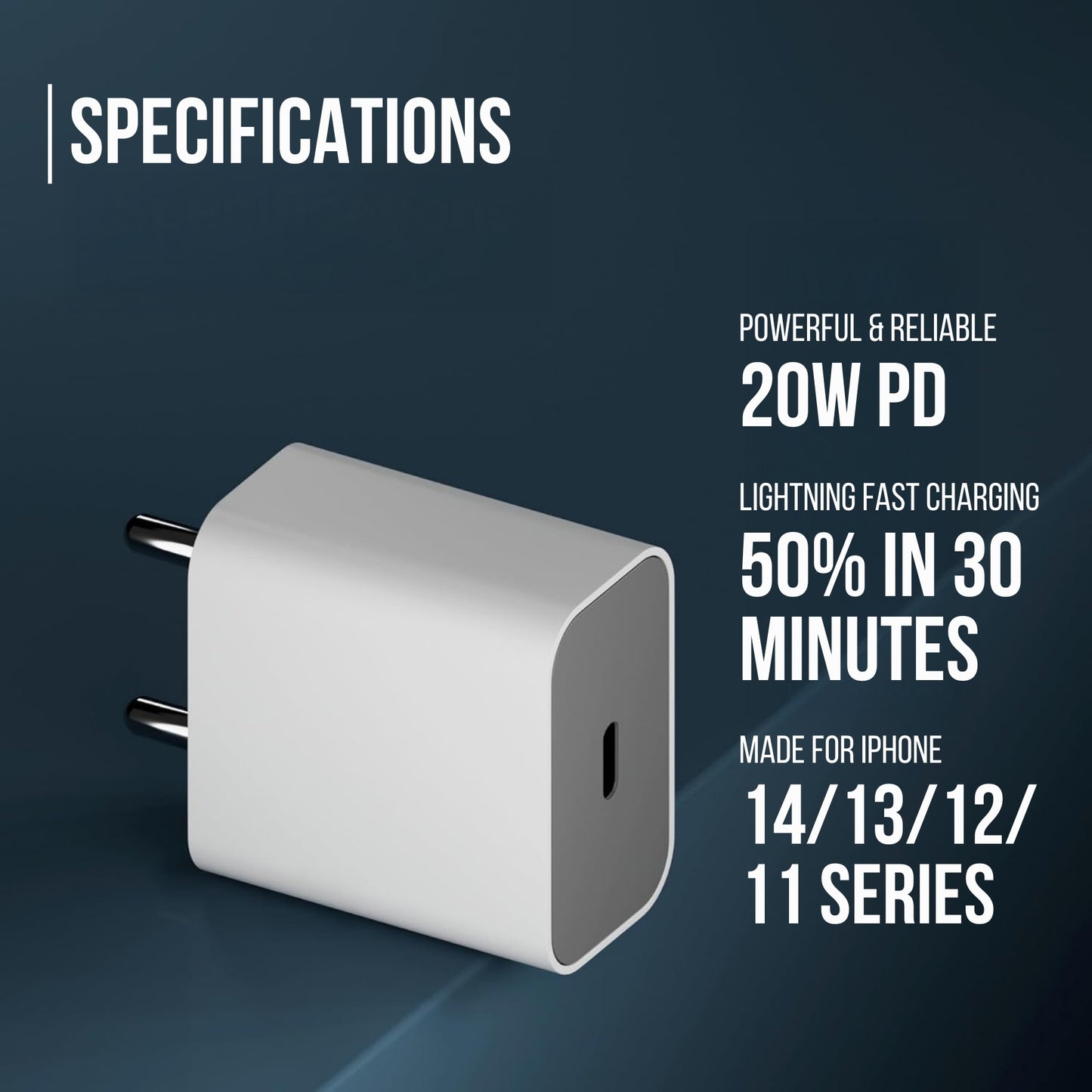 Digimate 20W Charger with Lightning Cable Compatible with iPhone 14/14Plus/14Pro/14Promax 13/13Pro/13Promax (White)(DG-ADP-1004)