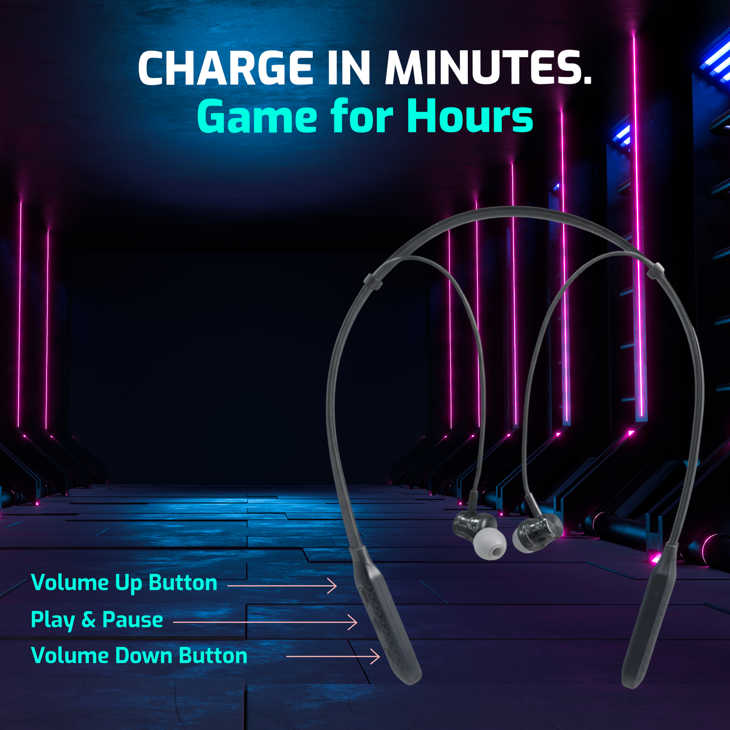 Digimate Yodha Neckband, 24Hrs Playtime, 5.1 Bluetooth Type-C Fast Charging, High-Quality Mic (DG-NB-1009-Black)