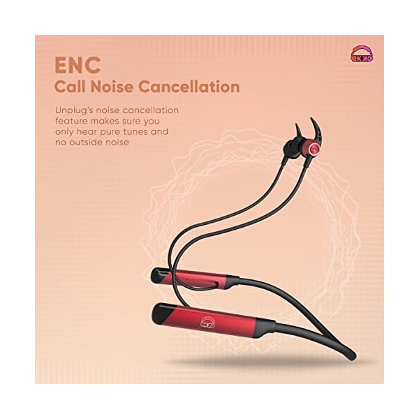 EKKO Unplug N04 Neckband: Premium ENC, 40ms Latency, Max Bass, Twin Connect, Siri & Google Assistant (Red)