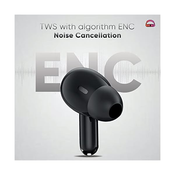 EKKO ईयरबीट्स T05 TWS: ENC कॉल नॉइज़ कैंसलेशन, 25H प्लेटाइम, 10MM ड्राइवर, ट्विन कनेक्ट, मैसिव बास, वाटर रेसिस्टेंस, सिरी और गूगल असिस्टेंट (काला)