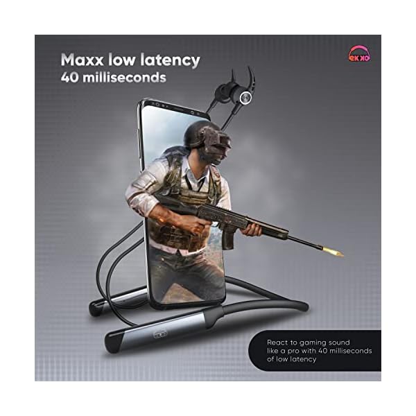 EKKO Unplug N04 Neckband: Premium ENC, 40ms Latency, Max Bass, Twin Connect, Siri & Google Assistant (Black)