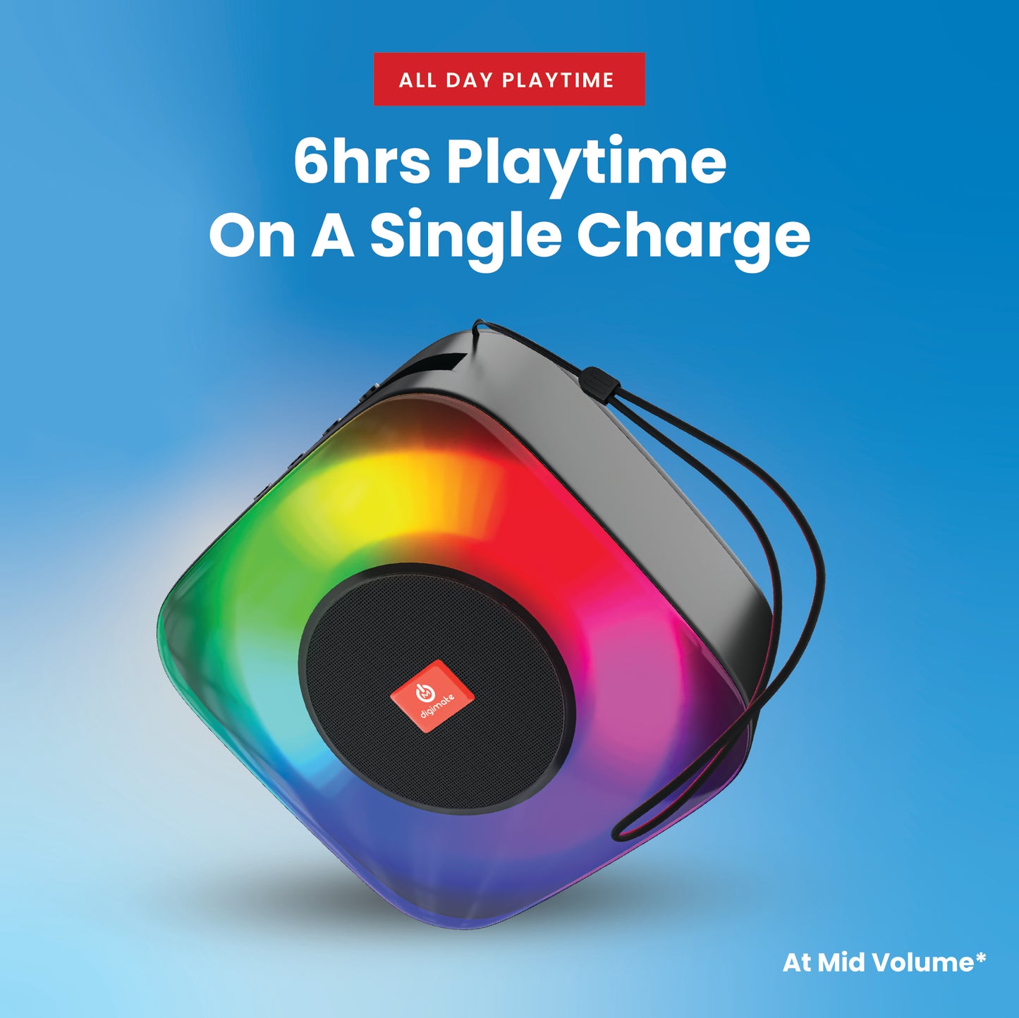 Digimate Blazz 10 Powerful Bass 10W Bluetooth Speaker with Large Driver, Rechargeable (DG-BS-1001, Black)