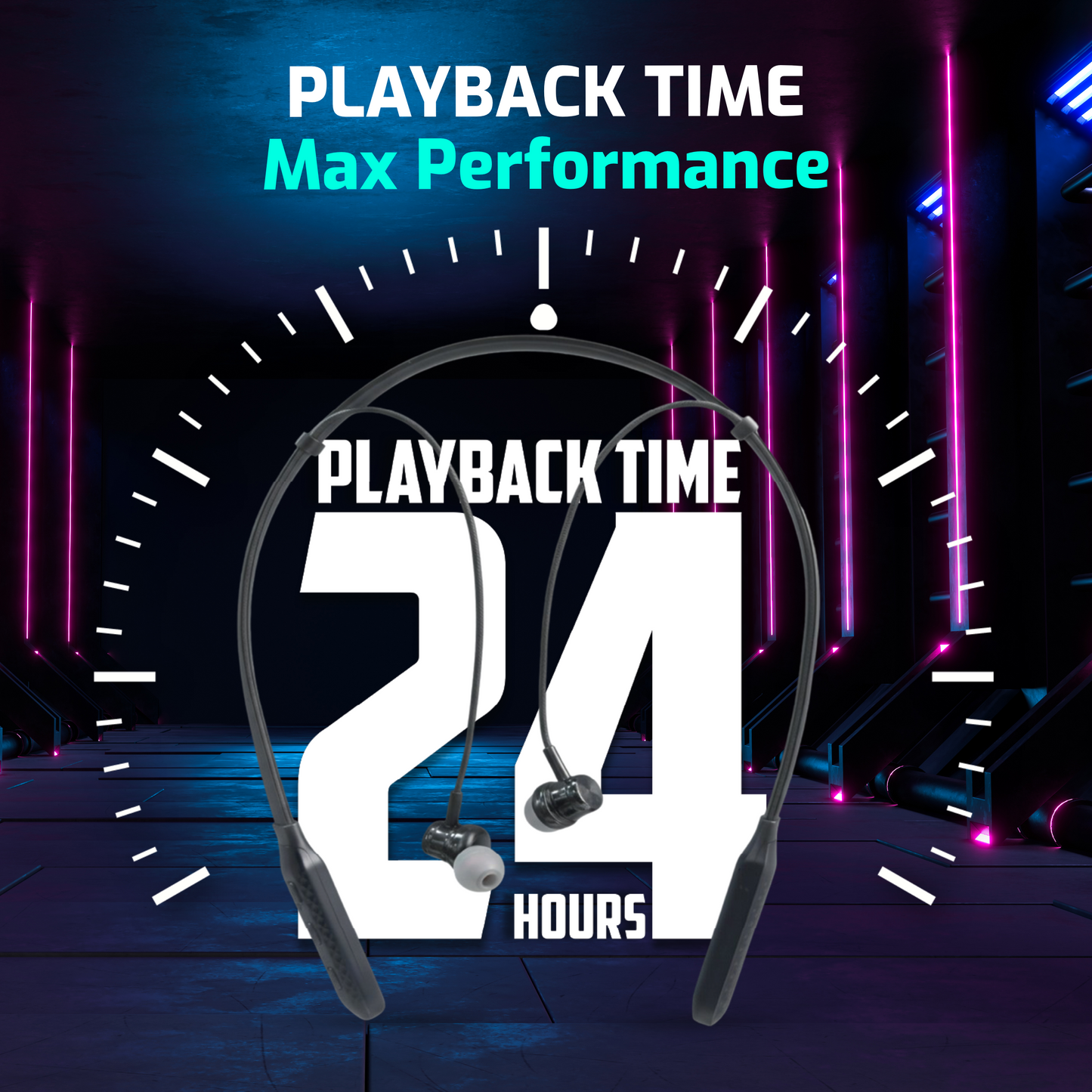 Digimate Yodha Neckband, 24Hrs Playtime, 5.1 Bluetooth Type-C Fast Charging, High-Quality Mic (DG-NB-1009-Black)